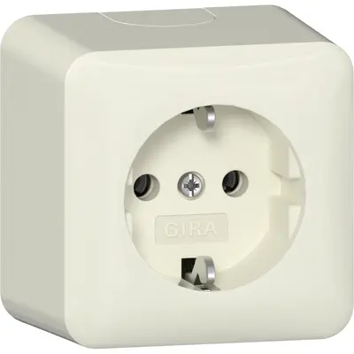 Gira wandcontactdoos randaarde met interne montageplaat opbouw creme (444012)