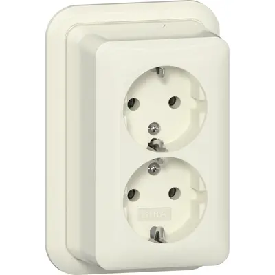 Gira wandcontactdoos 2-voudig randaarde opbouw creme (478010)