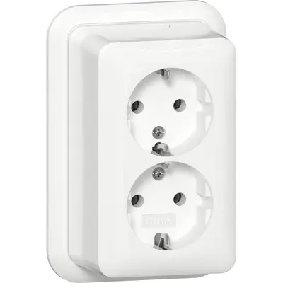 Gira wandcontactdoos randaarde 2-voudig opbouw wit (478011)