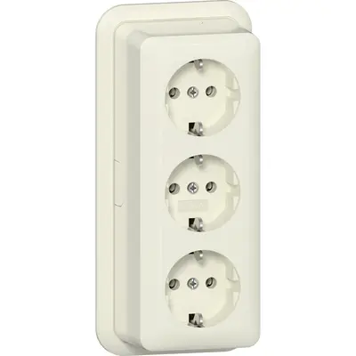 Gira wandcontactdoos randaarde 3-voudig opbouw creme (478910)