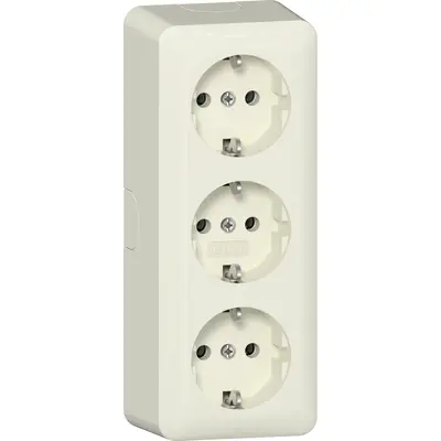 Gira wandcontactdoos randaarde 3-voudig met interne montageplaat opbouw creme (478912)