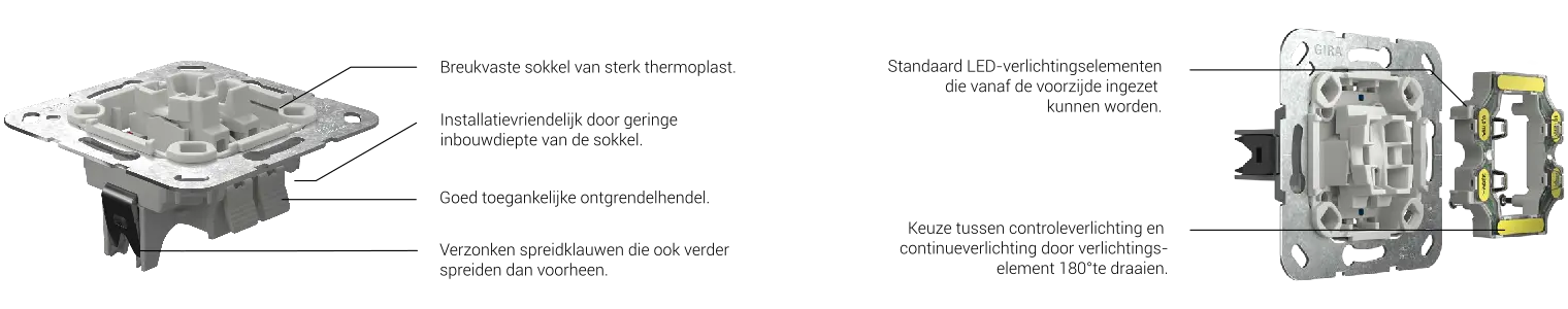 Nieuwe Gira schakelaars met verlichtingselement