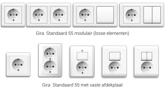 Gira Standaard 55 modulair of compleet