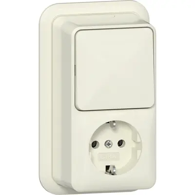 Gira combinatie schakelaar en wandcontactdoos randaarde opbouw creme (417610)