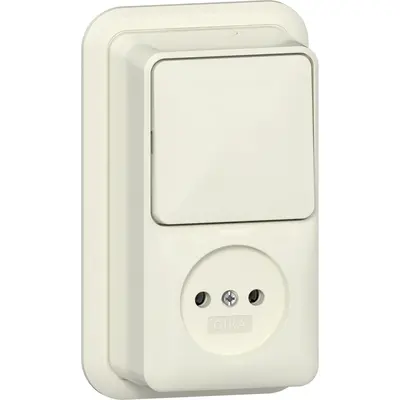 Gira combinatie schakelaar en wandcontactdoos zonder randaarde opbouw creme (447610)