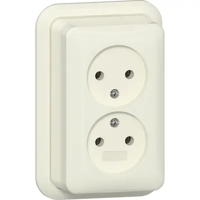 Gira wandcontactdoos 2-voudig zonder randaarde opbouw creme (479110)
