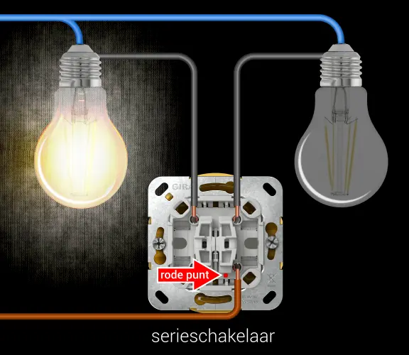 Gira serieschakelaar bedraden / aansluiten