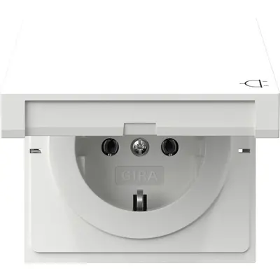 Gira wandcontactdoos randaarde met klapdeksel F100 wit glans (445470)