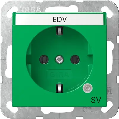 Gira wandcontactdoos randaarde met controlelamp en tekstkader System 55 groen (4452107)