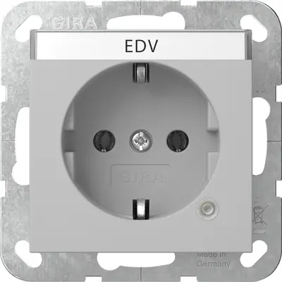 Gira wandcontactdoos randaarde met controlelamp en tekstkader System 55 grijs mat (4452015)