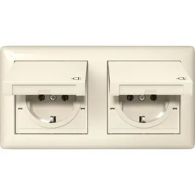 Gira wandcontactdoos randaarde klapdeksel 2-voudig IP44 compleet Standaard 55 creme glans (415801)