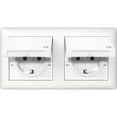 Gira wandcontactdoos randaarde klapdeksel 2-voudig IP44 compleet Standaard 55 wit glans (415803)