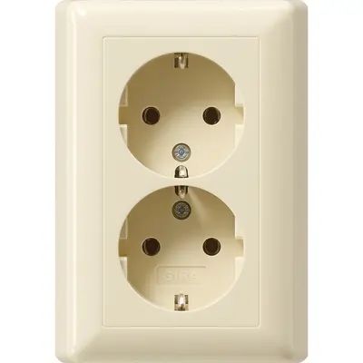 Gira wandcontactdoos 2-voudig randaarde voor enkele inbouwdoos Standaard 55 creme glans (078801)