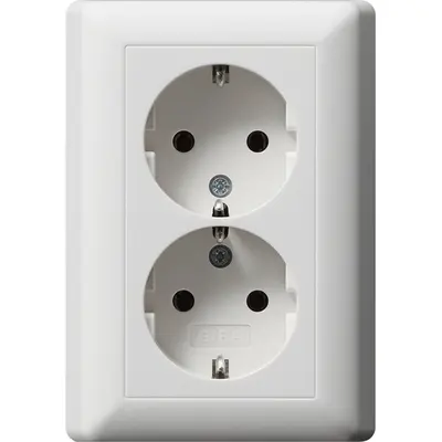 Gira wandcontactdoos 2-voudig randaarde voor enkele inbouwdoos Systeem 55 wit mat (078804)