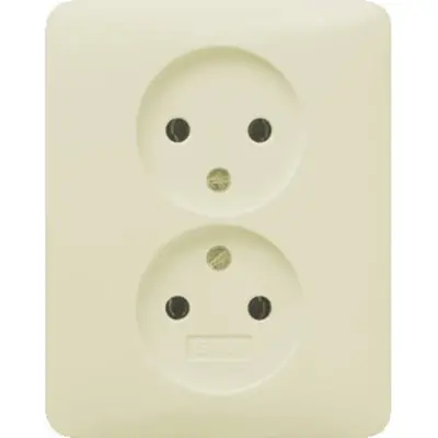 Gira wandcontactdoos 2-voudig zonder randaarde voor enkele inbouwdoos Standaard 55 creme glans (079801)