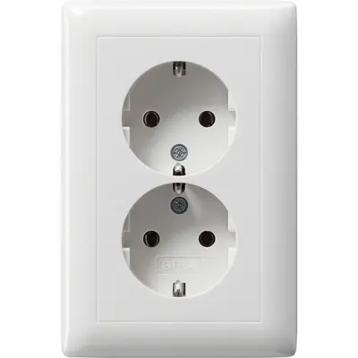 Gira wandcontactdoos 2-voudig randaarde voor ovale 1,5 inbouwdoos Standaard 55 wit glans (078203)