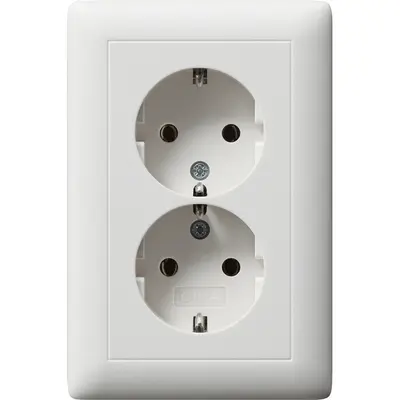 Gira wandcontactdoos 2-voudig randaarde voor ovale 1,5 inbouwdoos Standaard 55 wit mat (078204)