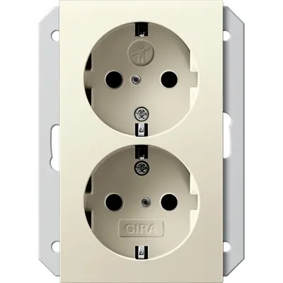 Gira wandcontactdoos 2-voudig randaarde Safety+ voor ovale 1,5 inbouwdoos Systeem 55 creme glans (273501)