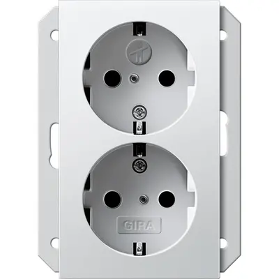 Gira wandcontactdoos 2-voudig randaarde Safety+ voor ovale 1,5 inbouwdoos Systeem 55 wit glans (273503)