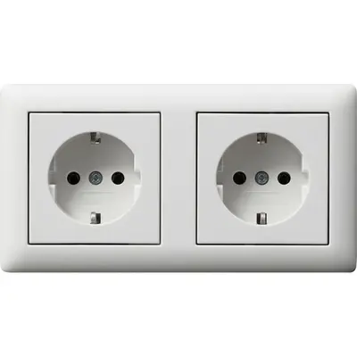Gira wandcontactdoos 2-voudig randaarde compleet voorbedraad voor duo-inbouwdoos Standaard 55 wit mat (479304)