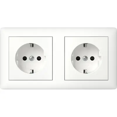 Gira wandcontactdoos 2-voudig randaarde Safety Plus compleet voorbedraad voor duo-inbouwdoos Standaard 55 wit mat (478604)