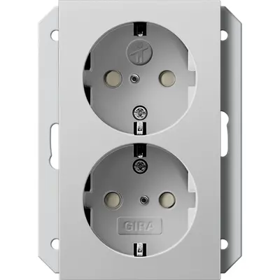 Gira wandcontactdoos 2-voudig randaarde verhoogde aanraakbeveiliging voor enkele inbouwdoos Systeem 55 grijs mat (2731015)