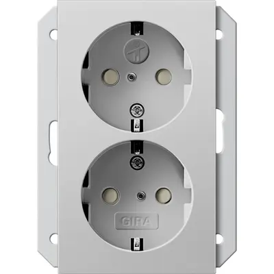 Gira wandcontactdoos 2-voudig randaarde Safety+ voor ovale 1,5 inbouwdoos Systeem 55 grijs mat (2735015)