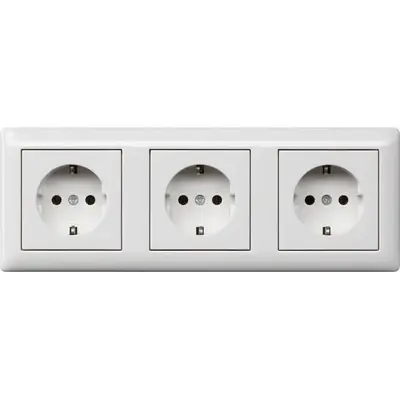 Gira wandcontactdoos 3-voudig randaarde voor wandgoot Standaard 55 wit glans OP=OP (074703)