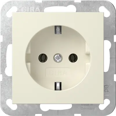 Gira wandcontactdoos randaarde schroefklemmen Systeem 55 creme glans (418001)