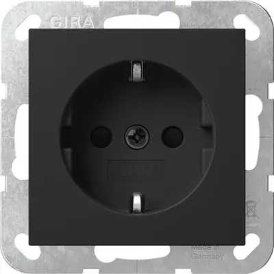 Gira wandcontactdoos randaarde verhoogde aanraakbeveiliging met schroefklem Systeem 55 zwart mat (4183005)