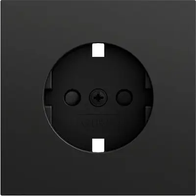 Gira centraalplaat met verhoogde aanraakbeveiliging voor wandcontactdoos met randaarde Systeem 70 zwart mat (492174)