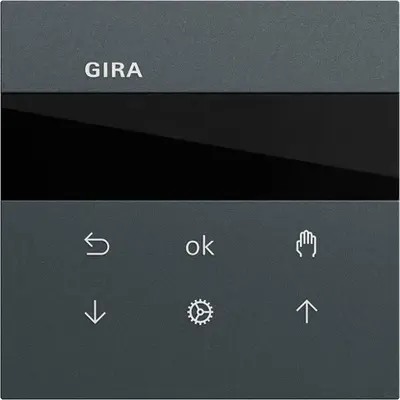 Gira Systeem 3000 jaloezie- en schakelklok knop met display Systeem 70 antraciet mat (536673)