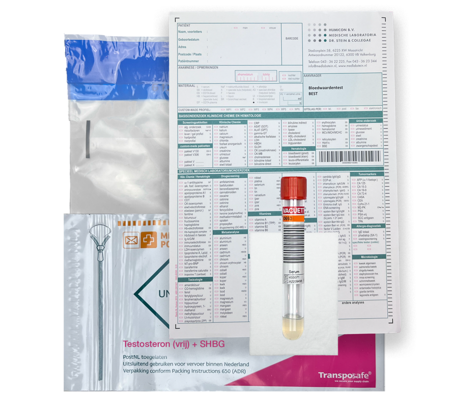 Bloedonderzoek Testosteron (vrij) + SHBG - Vingerprik