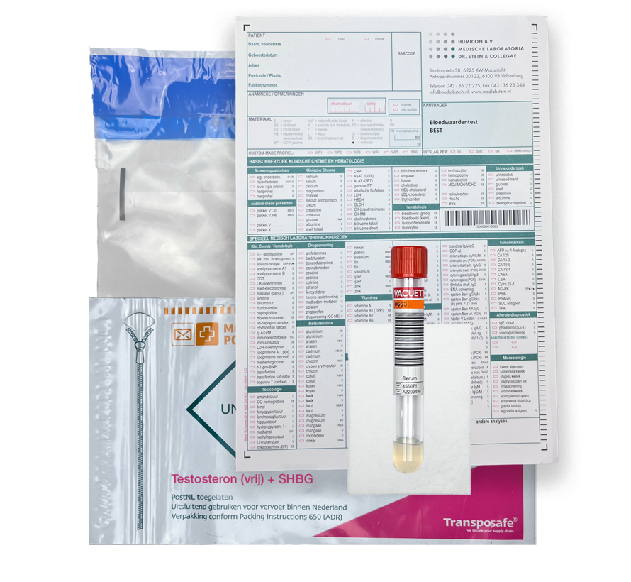 Bloedonderzoek Testosteron (vrij) + SHBG+ DHEA-s - Vingerprik - Copy