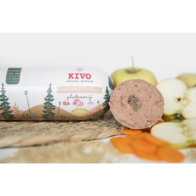 Kivo Gestoomde kip & zalm 600gr