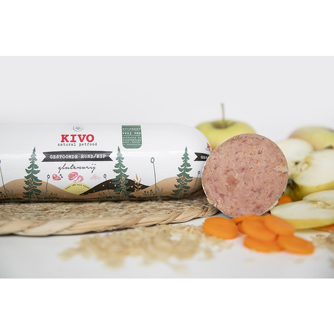 Kivo Gestoomde kip & rund 600gr