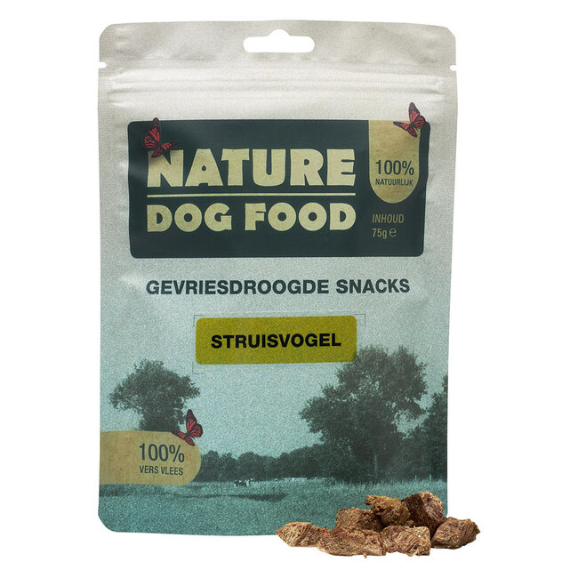 Nature Dog Food Gevriesdroogde Snacks Struisvogel