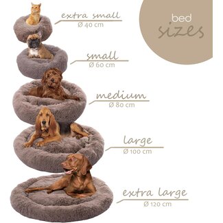 VoerOnline Donut hondenmand beige – ronde pluche hondenmand