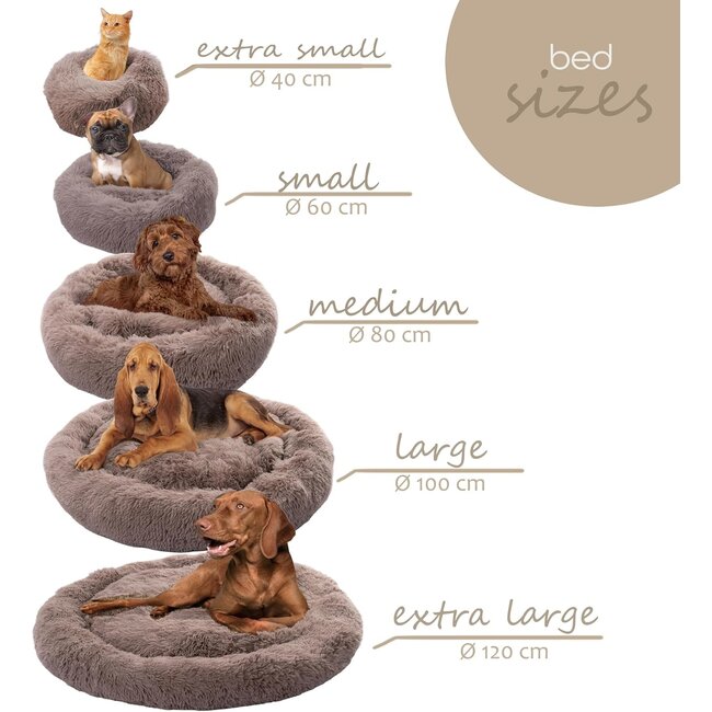 Donut hondenmand beige – ronde pluche hondenmand