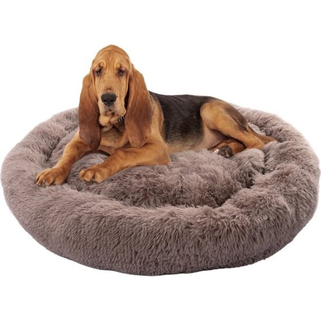 Donut hondenmand beige – ronde pluche hondenmand