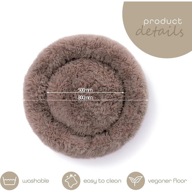 Donut hondenmand beige – ronde pluche hondenmand