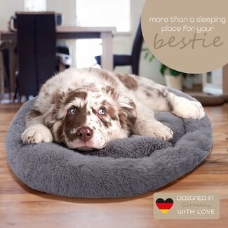 VoerOnline Donut hondenmand grijs – ronde pluche hondenmand