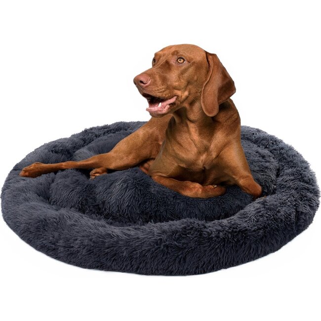 Donut hondenmand antraciet – ronde pluche hondenmand