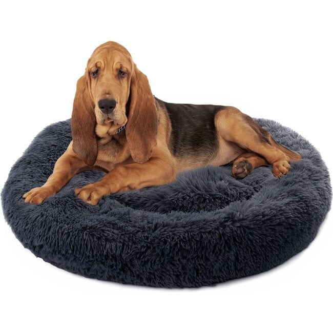 Donut hondenmand antraciet – ronde pluche hondenmand