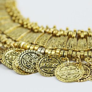 Janshop Coins Muntjes Ketting Festival Statement Goud