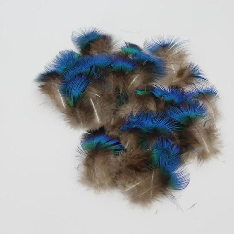 Janshop Pauwenveren blauw nek pluimen veren ongeveer 100 stuks veertjes