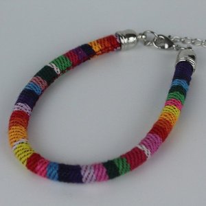 Janshop Armband hip Ibiza katoen geweven rainbow