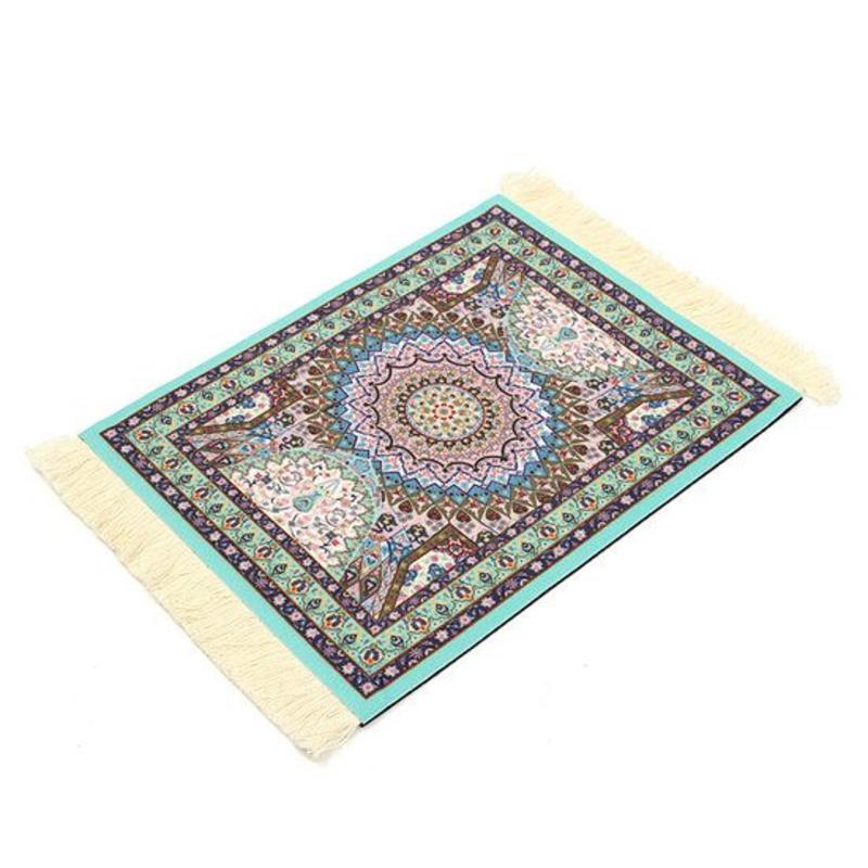 Janshop Lichtblauw 280x180mm Vintage Muismat Perzisch Tapijt Met Kwastjes