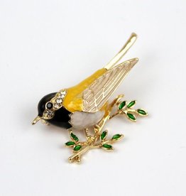 Janshop Oriole Vogel Broche Emaille