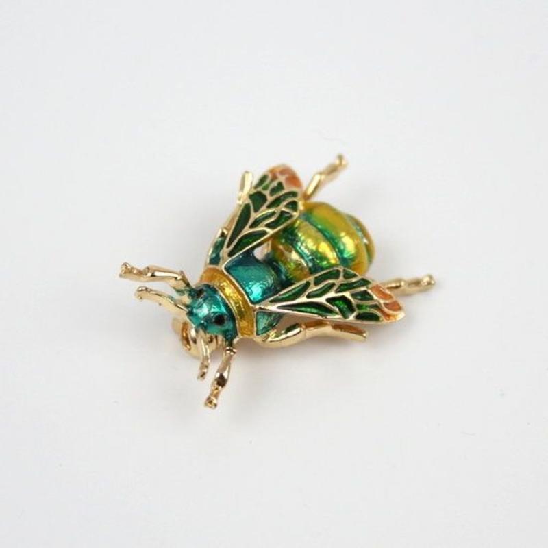 Janshop Bij / Hommel Broche Emaille Groen